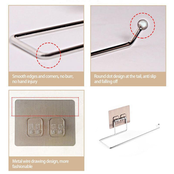 Under-Cabinet Self-Adhesive Paper Towel Holder — Stainless Steel, 27 x 7 cm
