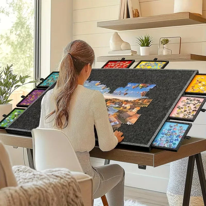 Tilting Puzzle Board with Stand and Cover — Portable 1000‑Piece Jigsaw Table with 6 Drawers