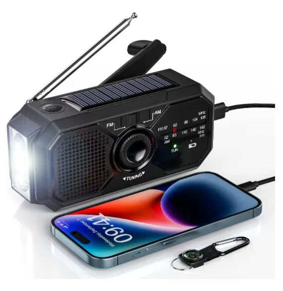 Portable Emergency Dynamo Radio with Crank, Torch & USB Phone Charger