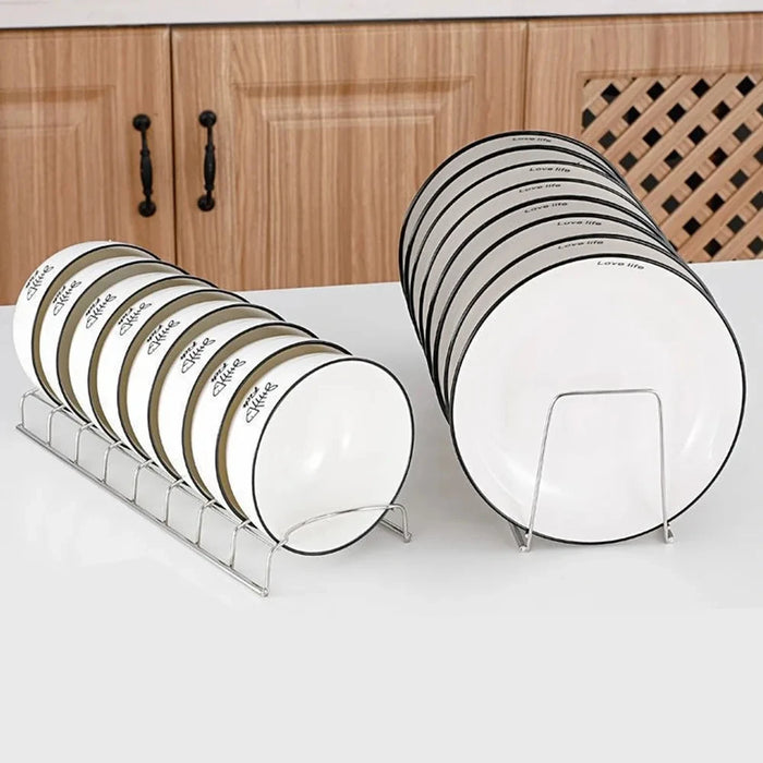 Stainless Steel Dish Draining Rack – Space‑saving Plate & Bowl Holder (Free‑standing)