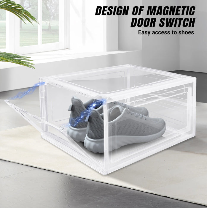 Clear Magnetic Stackable Shoe Boxes — 6/9/12 Pack, Flip-Front Organisers