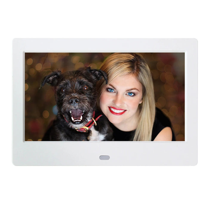 7-inch Digital Photo Frame — 16:9 LED Display, Photo, Video & Music, Clock & Calendar