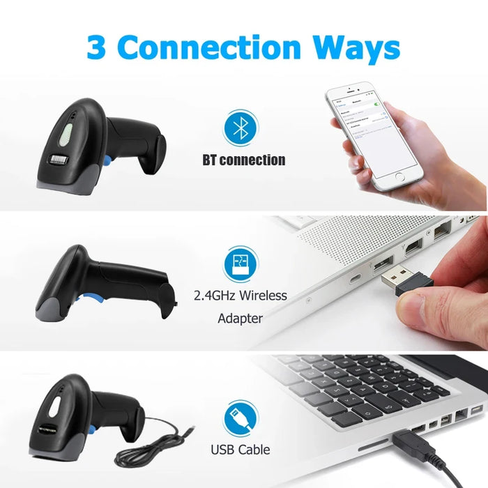 U20 Bluetooth/Wired 1D & 2D Handheld Barcode Scanner – Portable CMOS QR Reader