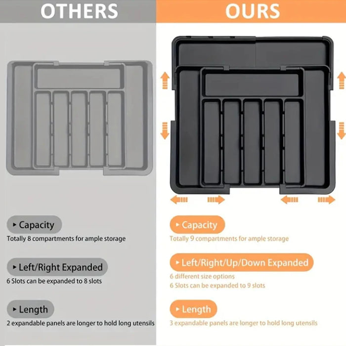 Large Expandable Cutlery Tray – BPA-Free Adjustable Drawer Organiser