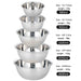 5-piece Stainless Steel Nesting Mixing Bowls (14–24cm) – Non-slip, Lightweight