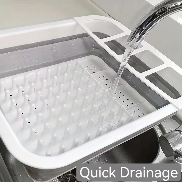 Large Plastic Dish Rack with Utensil Holder — Lightweight Drainer for Home, RV & Small Spaces