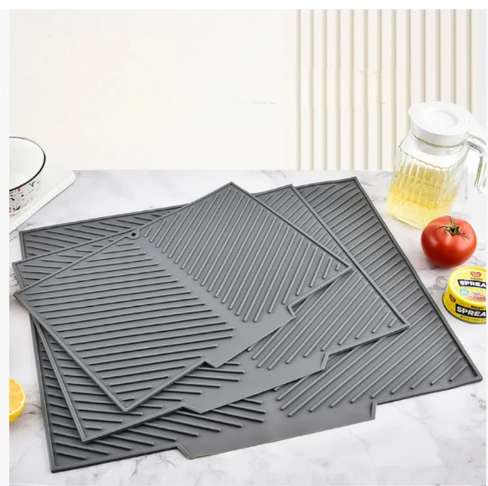 Silicone Drying Mat & Anti-Scald Coaster — Non-Slip Rectangle Dish Drainer