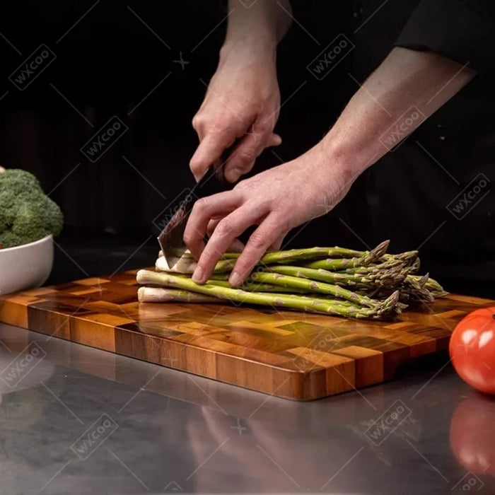 Thick Acacia Double‑Sided Checkerboard Wooden Cutting Board – Non‑slip