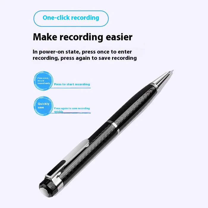 Pen-style Digital Voice Recorder — 12‑hour Continuous, 192kbps, One-button
