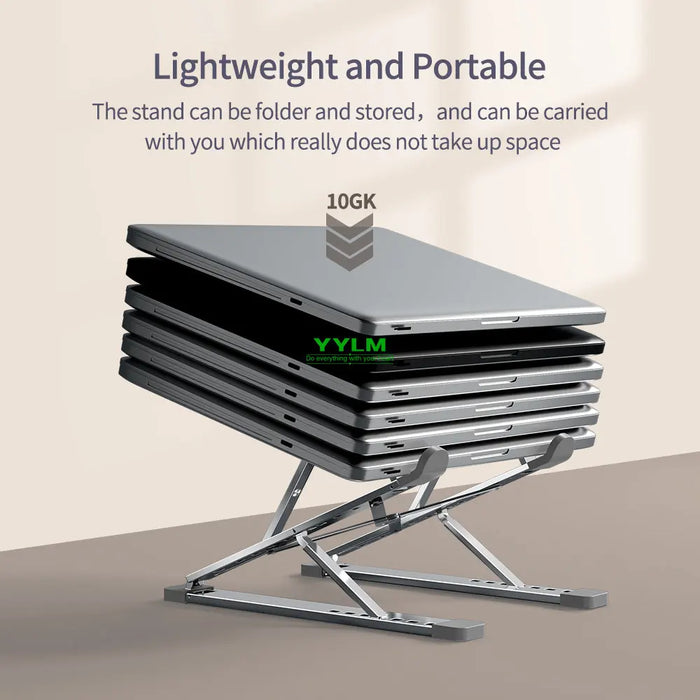 Adjustable Aluminium Laptop Stand — Foldable, Stable Cooling Holder for MacBook & Notebooks