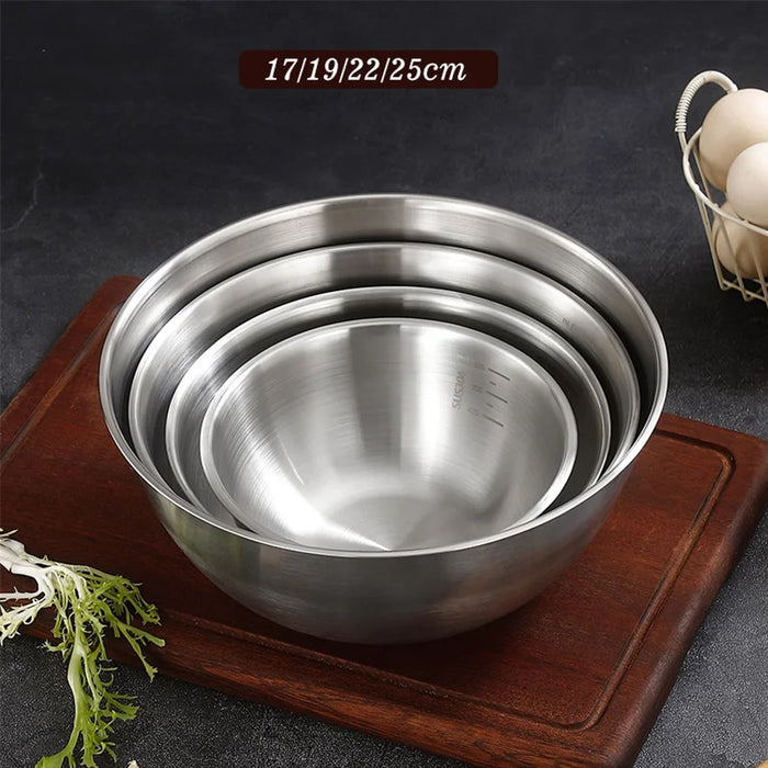 3-piece Stainless Steel Mixing Bowl Set with Measurement Marks