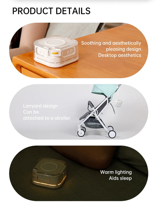 White Noise Machine with Bluetooth Speaker and Night Light — Sleep Aid for Babies & Adults