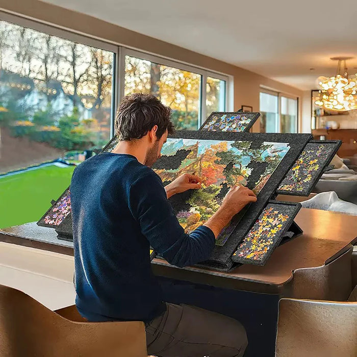 Felt Puzzle Table for 1000 Pieces — 6-Drawer Portable Jigsaw Board with Stand Cover, 77 x 53.6 x 4.2 cm