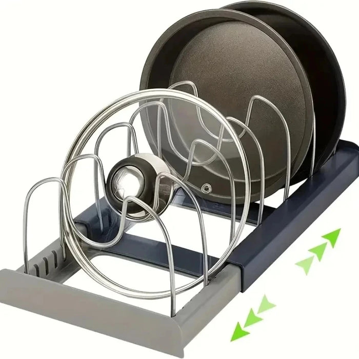 Expandable Stainless Steel Pot & Pan Rack — 7-Divider Cookware Organiser