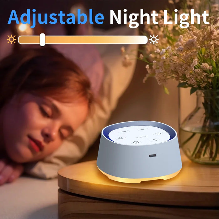 Portable White Noise Machine for Babies — 24 Soothing Sounds, Night Light, Timer, Rechargeable