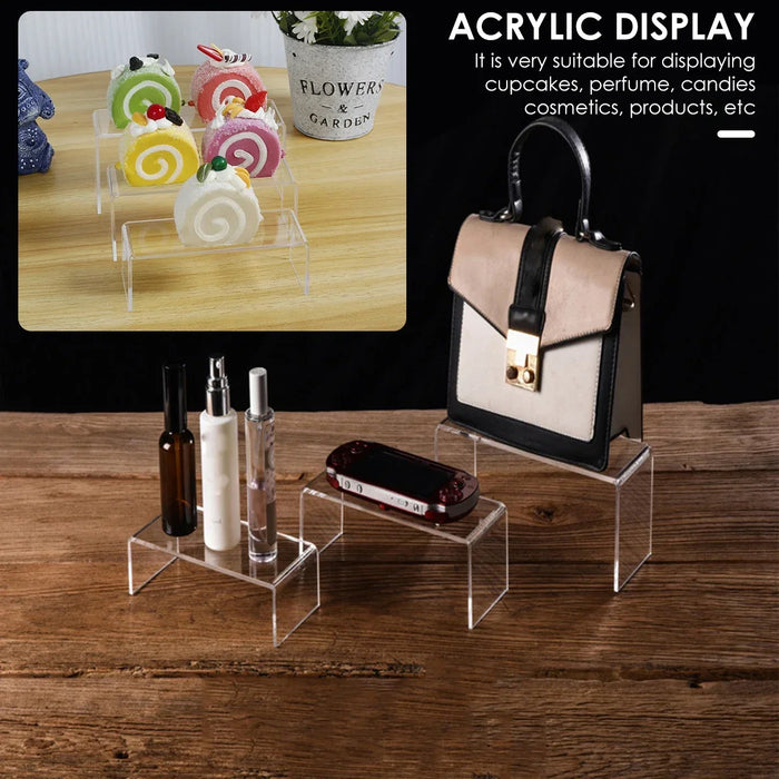 Acrylic Display Stands — 3/6/9/12 Pack Clear Mini Organisers for Perfume, Dolls & Jewellery