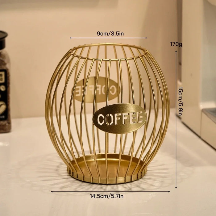 Large Capacity Iron Coffee Pod Holder – Stackable Capsule Storage (Black or Gold)
