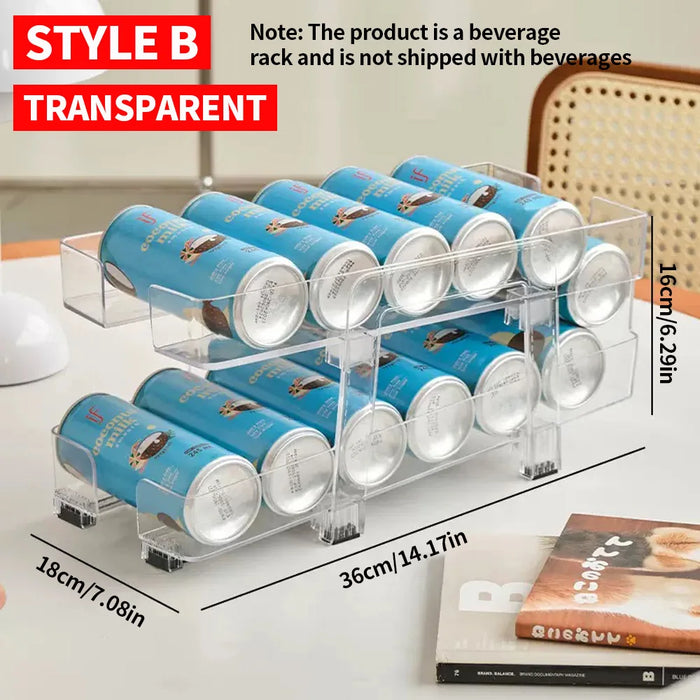 Expandable 2‑Tier Can Storage Rack – Transparent Double‑Layer Fridge Stacker