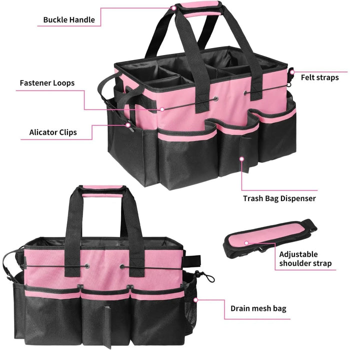 Large Cleaning Caddy Tote with Support Board & Multi-compartment Organiser