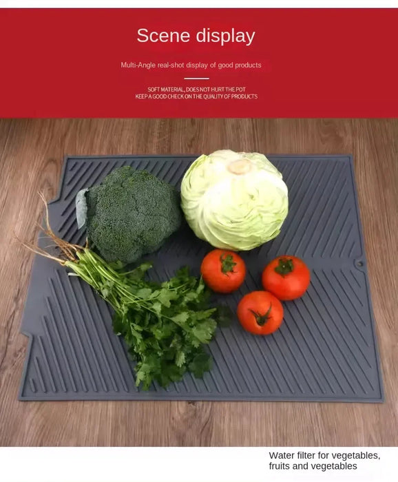 Silicone Drain & Drying Mat – Non‑Slip, Heat‑Resistant Dish Pad