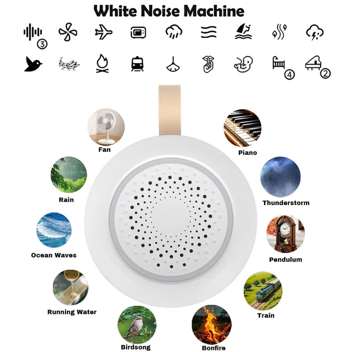 Rechargeable Baby White Noise Machine — 24 Sounds, Night Light & Timer