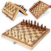 Magnetic Wooden Folding Chess Set with Felted 24 x 24 cm Board — 34 Pieces, Interior Storage