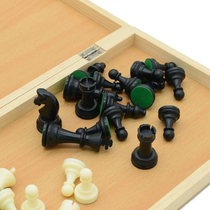 Solid Wooden Magnetic Foldable International Chess Set — Educational Game