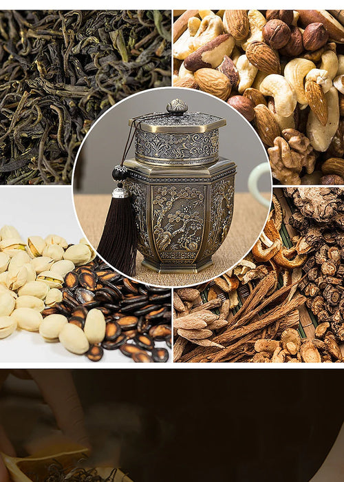 Metal Tea Caddy – Large Bronze Storage Can for Tea, Coffee & Sugar (15x6cm)