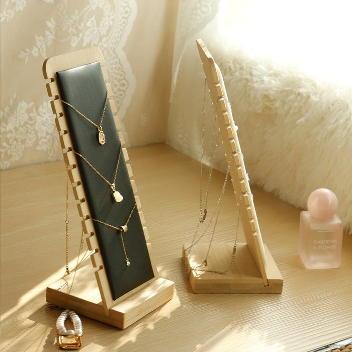 Bamboo Jewellery Display Stand — Large Capacity Necklace & Bracelet Rack (Desktop)