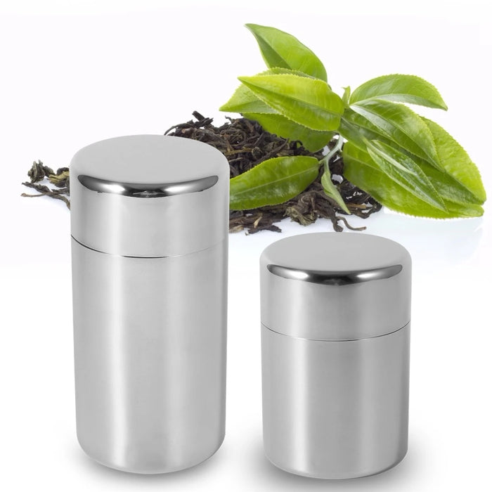 Stainless Steel Tea & Coffee Canisters — 304 Kitchen Storage Tins (S & L)