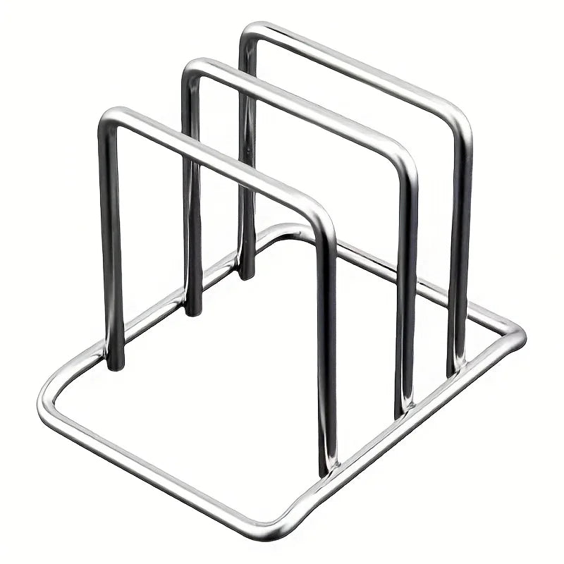 Stainless Steel Space-Saving Pot Lid & Cutting Board Rack - Heavy-Duty Countertop Organiser (1pc)