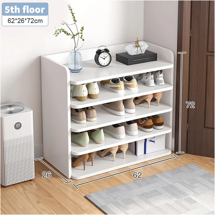5/7/8-Tier Freestanding Shoe Rack — White MDF Organiser for Entryway