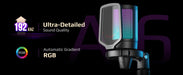 USB Condenser Gaming Microphone A6V — RGB, Pop Filter & Shock Mount