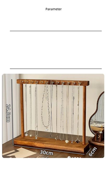 Solid Wood Jewellery Display Stand – Countertop Necklace & Bracelet Rack