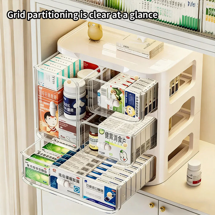 Large Capacity Medicine Organiser — Multi-layer Drawer Storage for Home