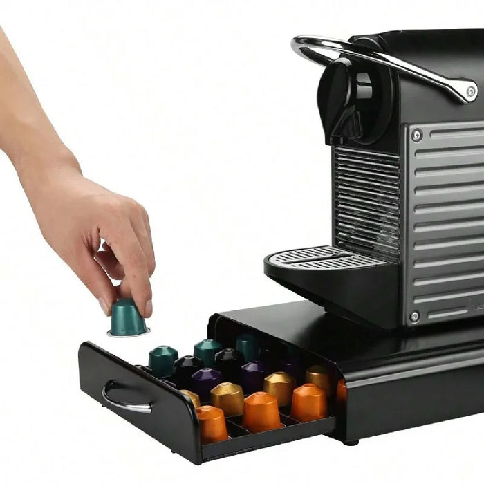 40‑Pod Nespresso Drawer Organiser – Coffee Capsule Storage Rack (Black)
