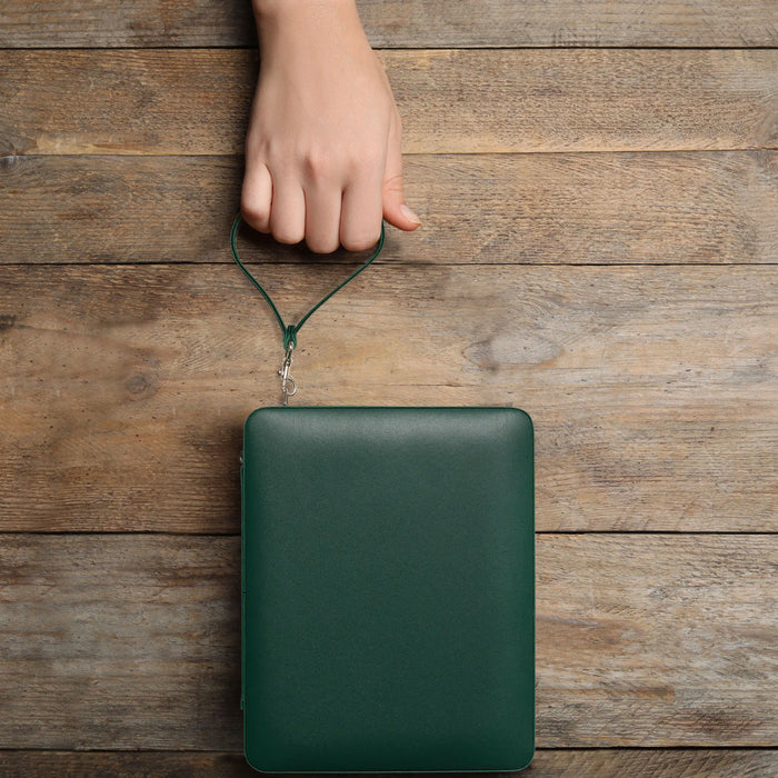 Travel Chess & Backgammon Set with Acrylic Pieces in Leather Case, 25 x 19 x 6 cm