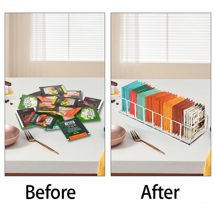 Tea Bag Storage Box — Plastic Kitchen Drawer & Countertop Organiser