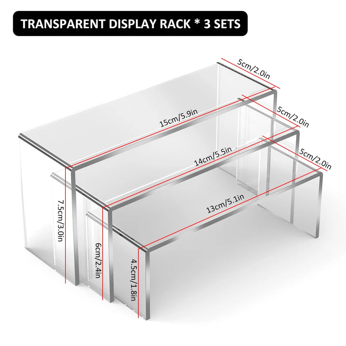 Acrylic U-Shape Display Stands — Set of 3/6/9 (Clear, White, Black, Red) — Cupcake, Dessert & Jewellery Risers