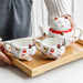 Japanese-style Maneki Neko Porcelain Tea Set with Strainer