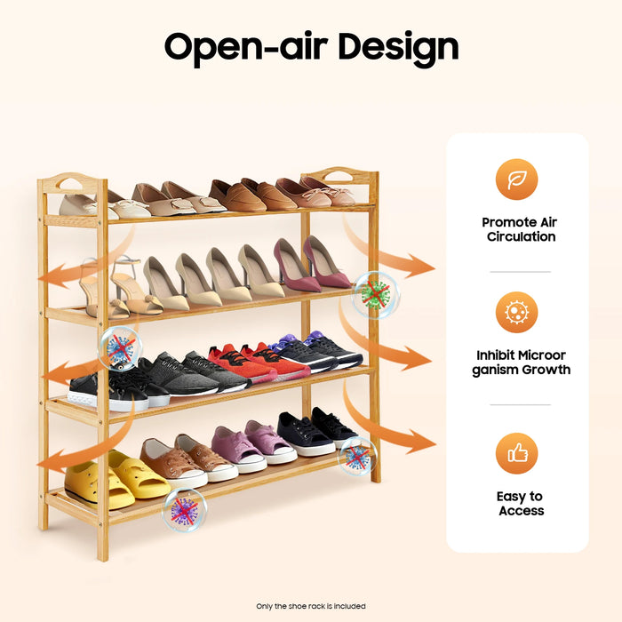 4-Tier Bamboo Shoe Rack – Free‑standing, Stackable Organiser for Hallway & Closet
