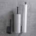 Adhesive Stainless Steel Paper Towel & Toilet Roll Holder — Black or Silver (S/M/L)