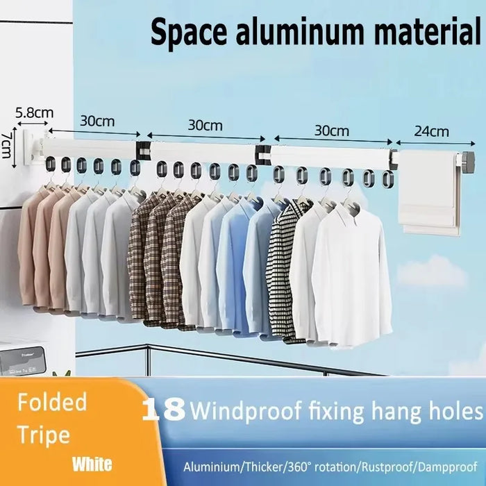Retractable Wall-Mounted Clothes Hanger — Aluminium Folding Drying Rack