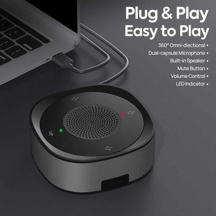 USB Conference Microphone JV801 — Wired Condenser, Touch Control, Omnidirectional, Plug & Play