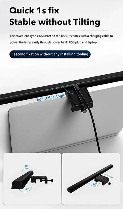 USB LED Monitor Light Bar — 33cm & 50cm, Dimmable with 3 Colour Temperatures, Touch Control
