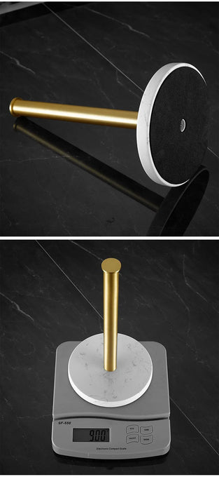 Nordic Marble & Space Aluminium Paper Towel Holder — Vertical Kitchen Roll Stand (Black, White, Gold)