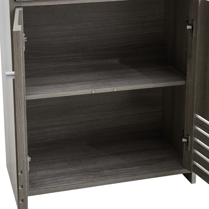 Modern Wooden Freestanding Bathroom Cabinet - Grey Oak, 60 x 30 x 85cm