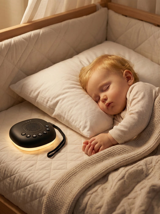 White Noise Machine — 20 Soothing Sounds, Night Light Timer, USB-C Rechargeable, Portable with Lanyard
