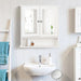 Double‑Door Wall‑Mounted Mirror Cabinet with Open Shelves, 56 x 13 x 58cm, White