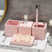 Ceramic 4-Piece Bathroom Organiser Set — Soap Dispenser, Lotion Bottle, Toothbrush Cup & Soap Dish